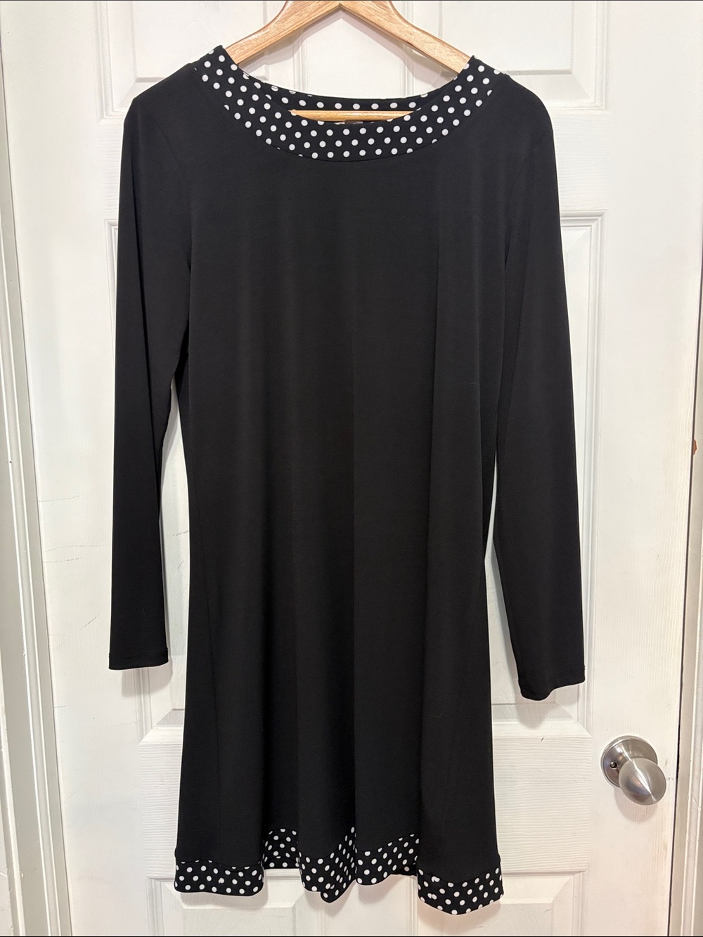 Slinky Black With Polka Dots Long Sleeve Michael Kors Dress